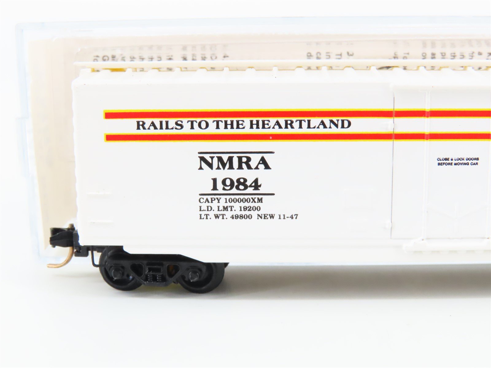 N Kadee Micro-Trains MTL Special Run NMRA Rails to the Heartland Boxcar 1984