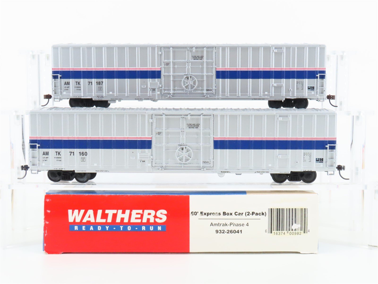 HO Scale Walthers 932-26041 AMTK Amtrak 60' Express Box Car 2-Pack