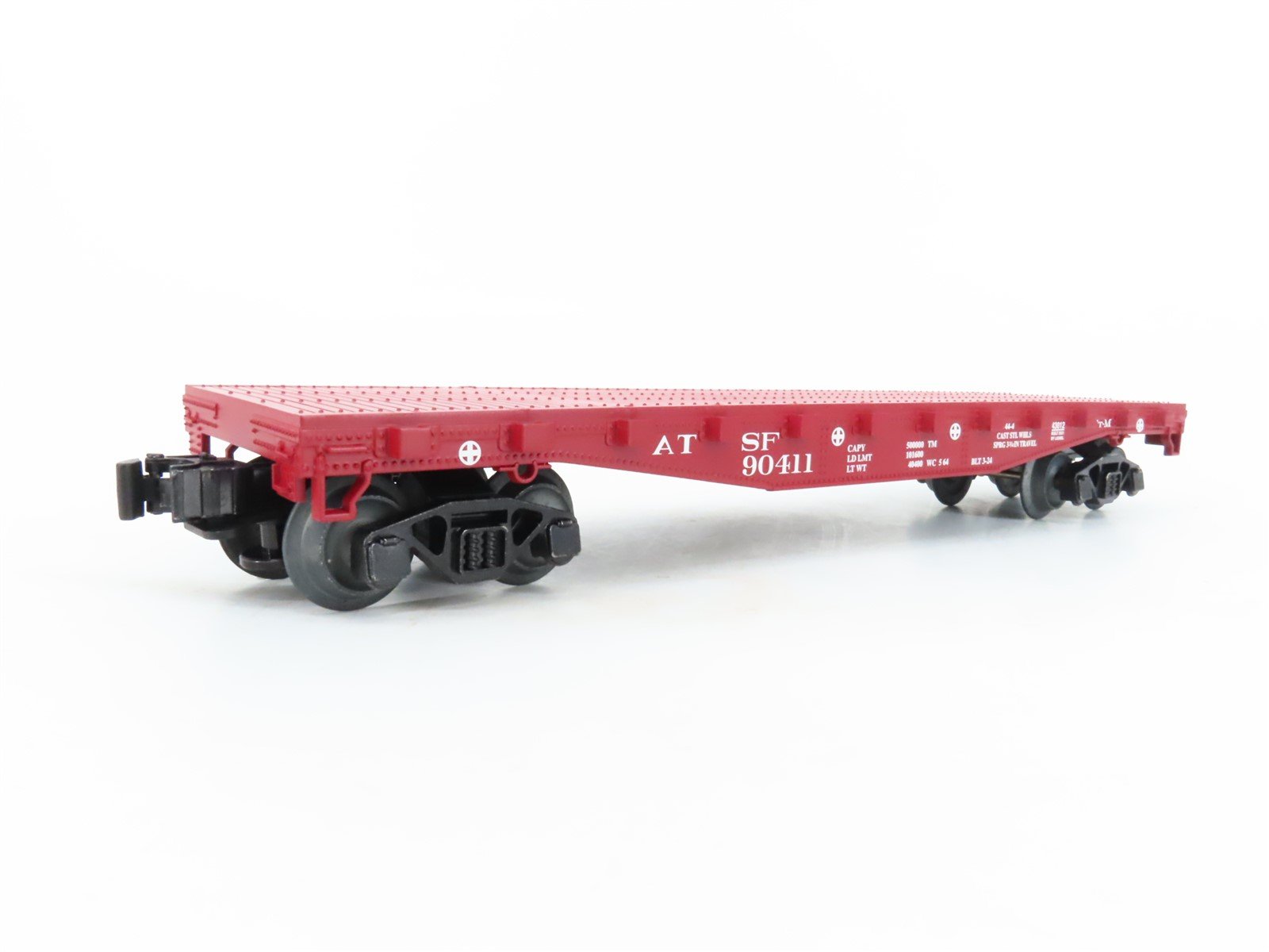 O Gauge 3-Rail Lionel 2143012 ATSF Santa Fe Flat Car w/ Stakes & I Beams #90411