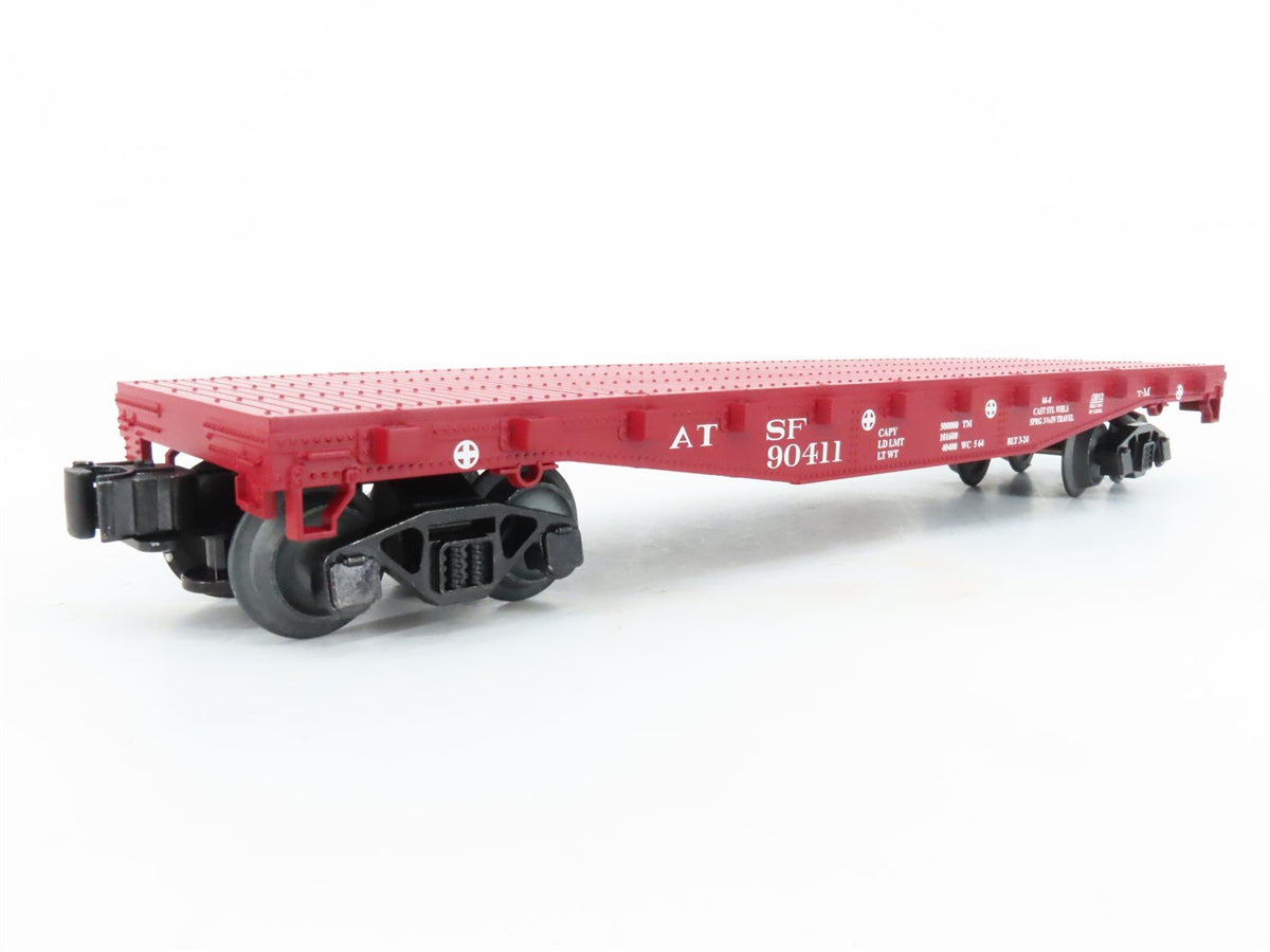 O Gauge 3-Rail Lionel 2143012 ATSF Santa Fe Flat Car w/ Stakes &amp; I Beams #90411