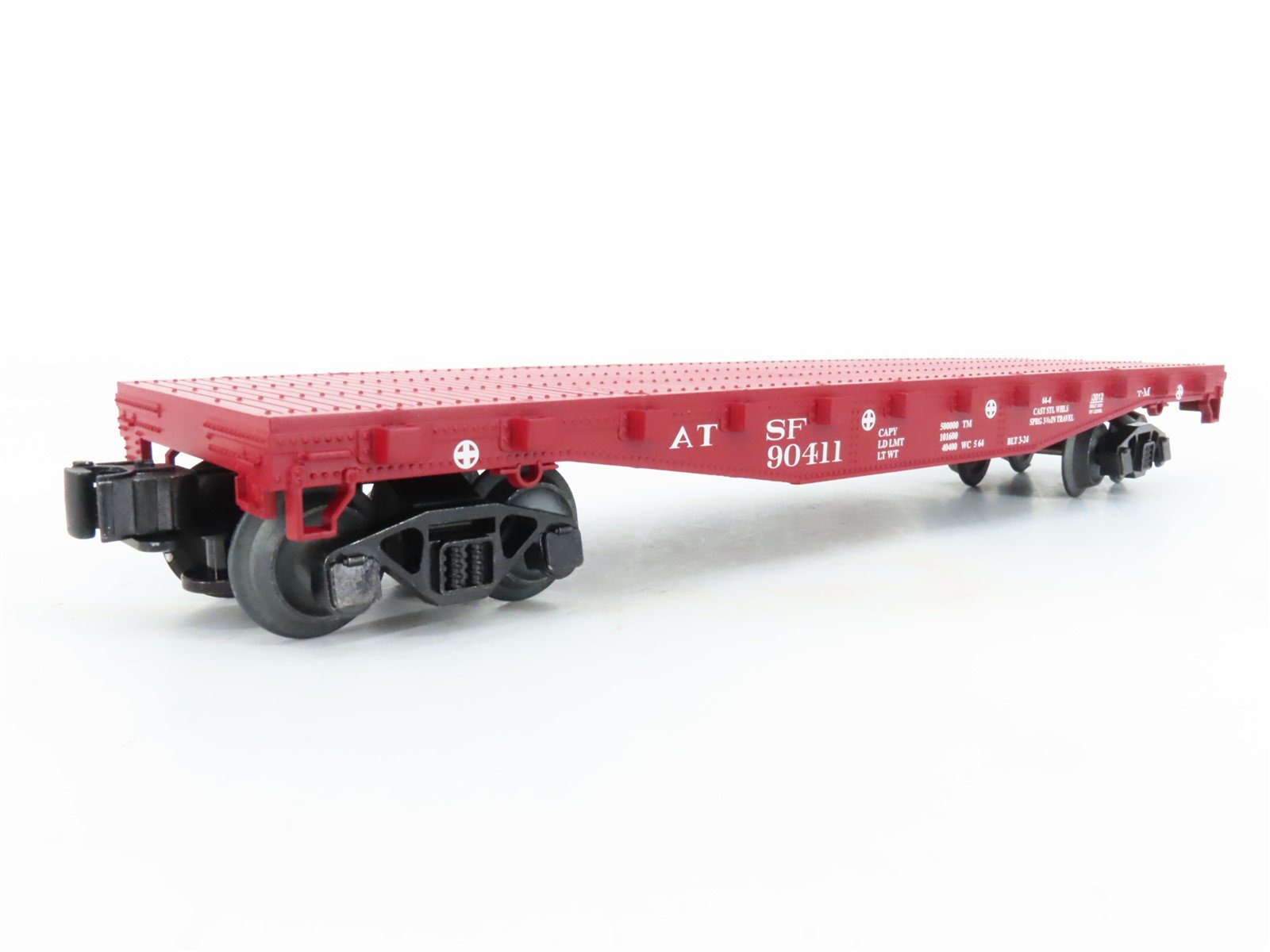 O Gauge 3-Rail Lionel 2143012 ATSF Santa Fe Flat Car w/ Stakes & I Beams #90411
