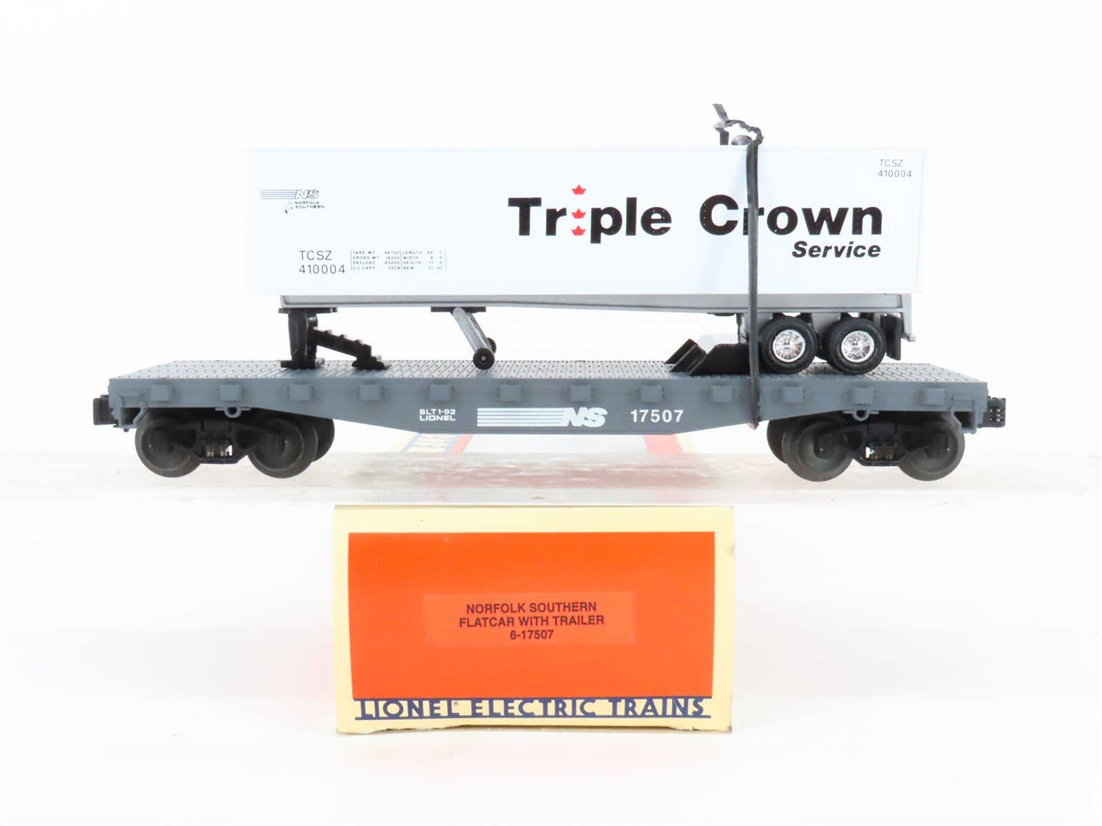 O Gauge 3-Rail Lionel 6-17507 NS Norfolk Southern Flat Car w/ Trailer