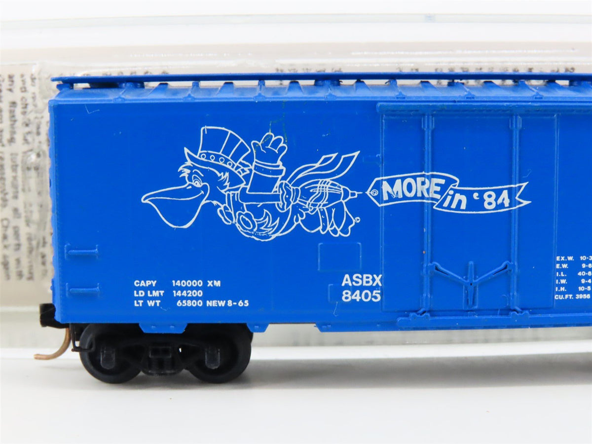 N Scale Kadee Micro-Trains MTL AkSarBen ASBX More In &#39;84 World Expo Boxcar 8405