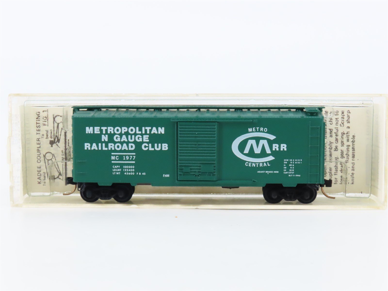N Kadee Micro Trains MTL Special Run MC Metropolitan N Gauge RR Club Boxcar 1977