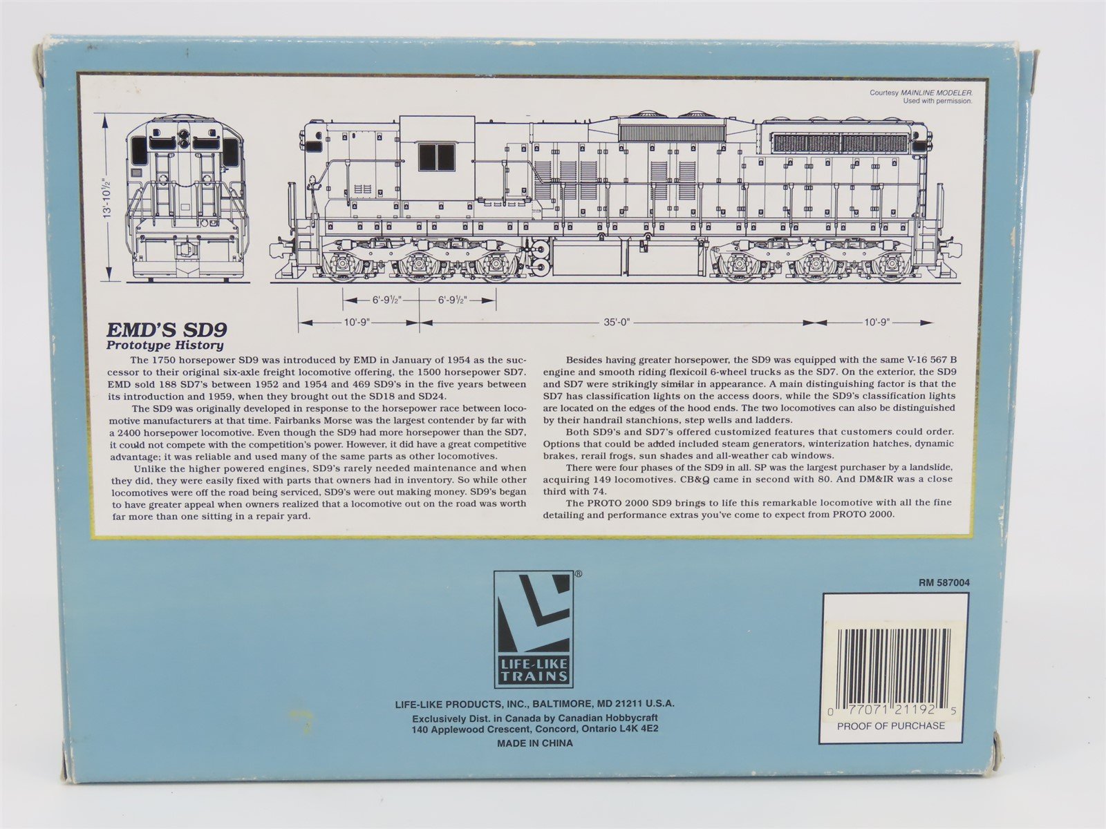 HO Scale Proto 2000 21192 PRR Pennsylvania SD9 Diesel Locomotive #7603