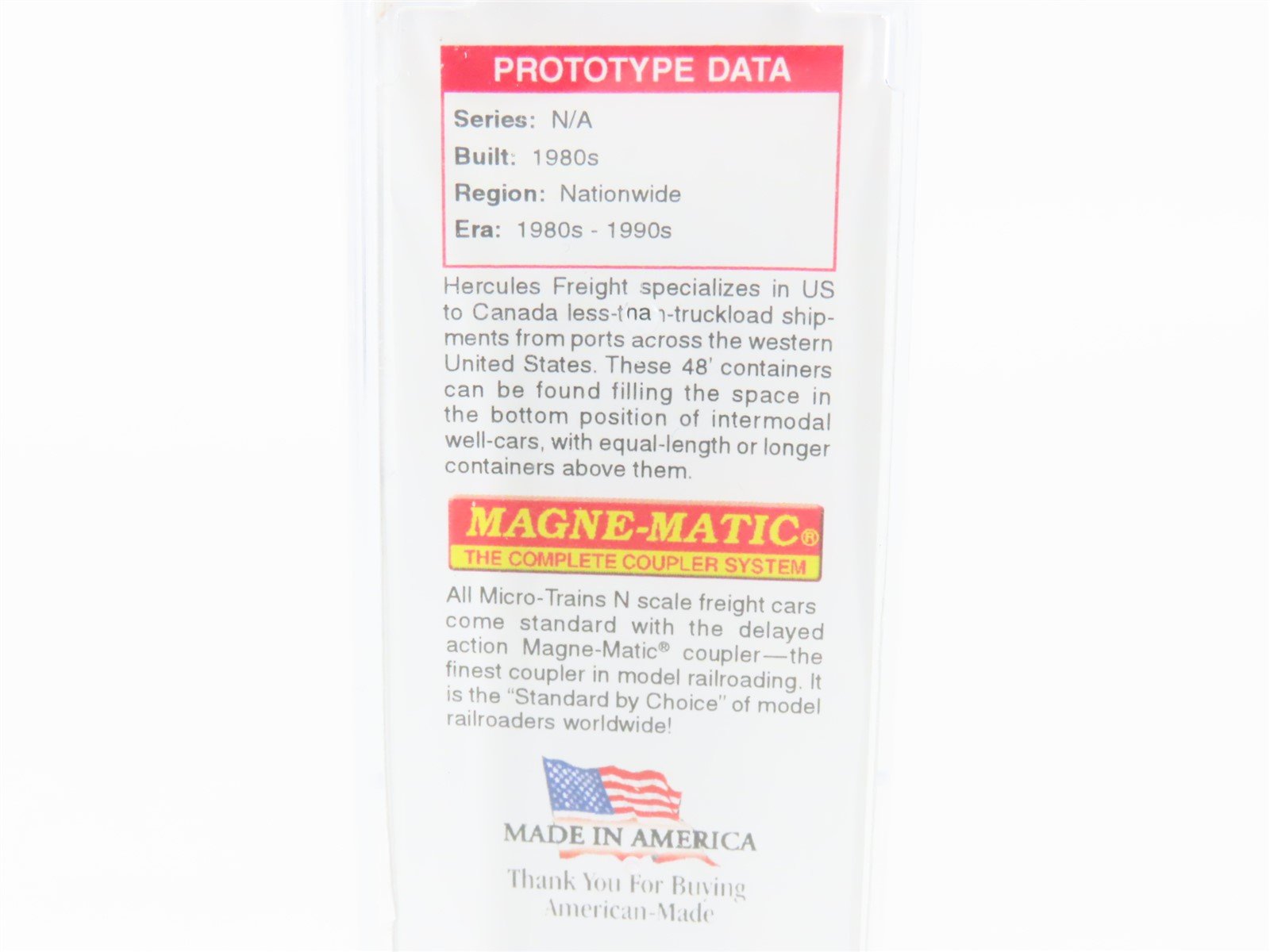 N Scale Micro-Trains MTL 46800090 Hercules 48' Rib Side Container HRCU 160114