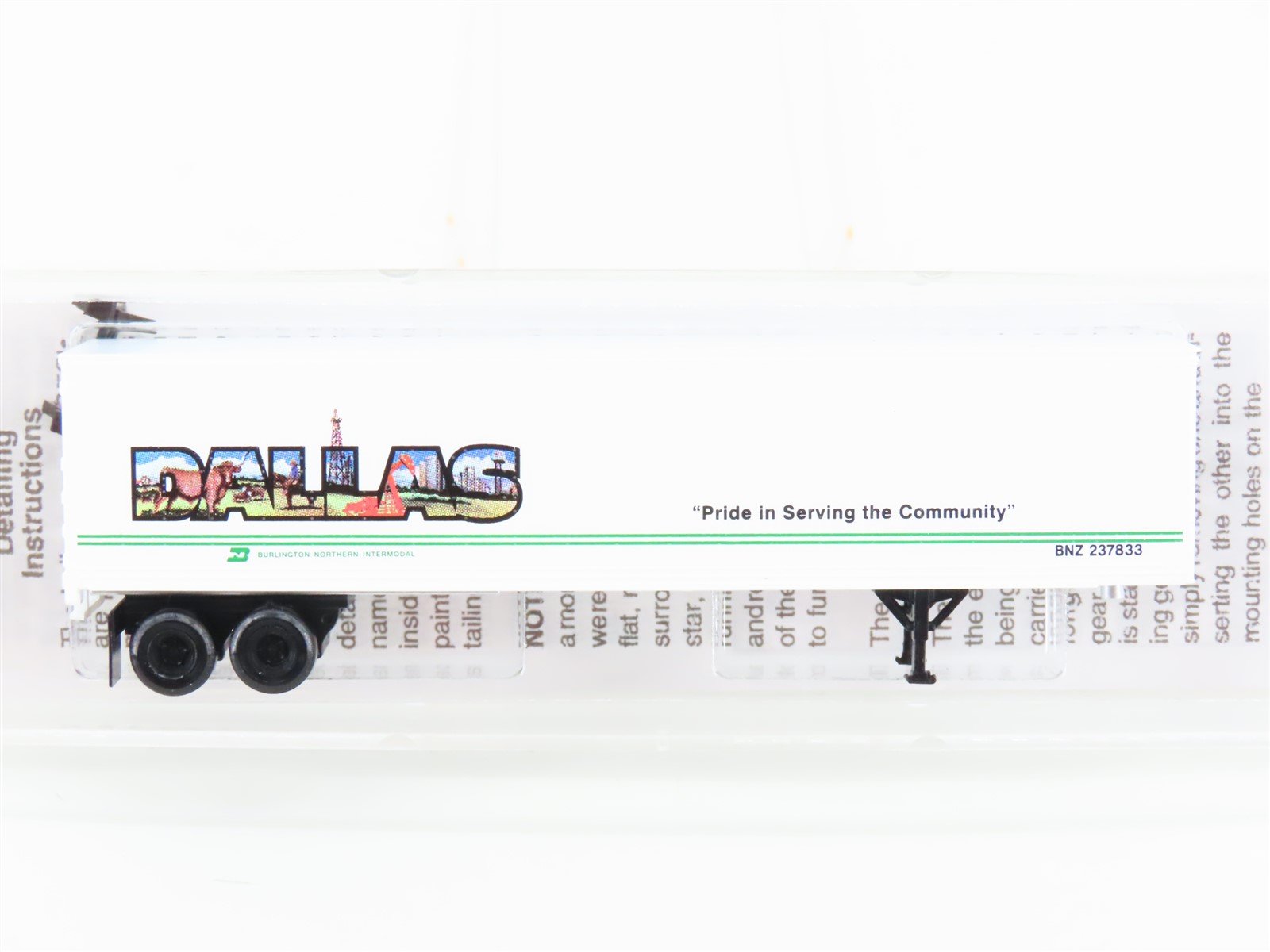 N Scale Micro-Trains MTL 67180 BN Intermodal "Dallas" Semi Trailer BNZ 237833
