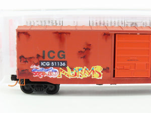 N Scale Micro-Trains MTL 07744120 ICG 50' Boxcar #51136 Weathered & Graffiti