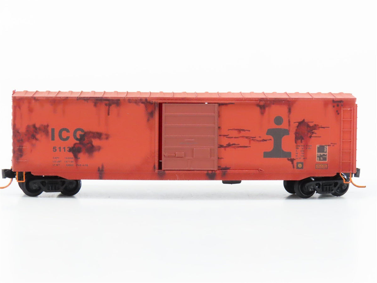 N Scale Micro-Trains MTL 07744120 ICG 50&#39; Boxcar #51136 Weathered &amp; Graffiti