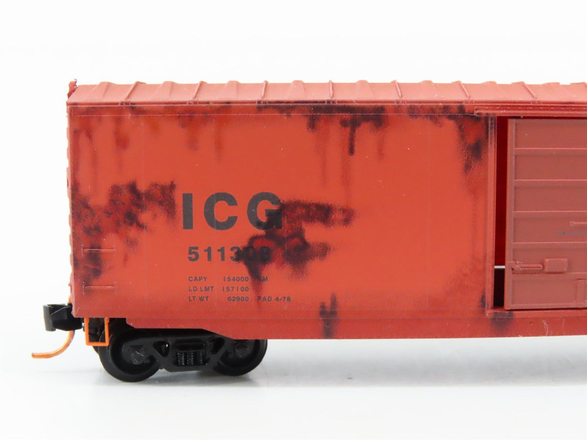 N Scale Micro-Trains MTL 07744120 ICG 50&#39; Boxcar #51136 Weathered &amp; Graffiti