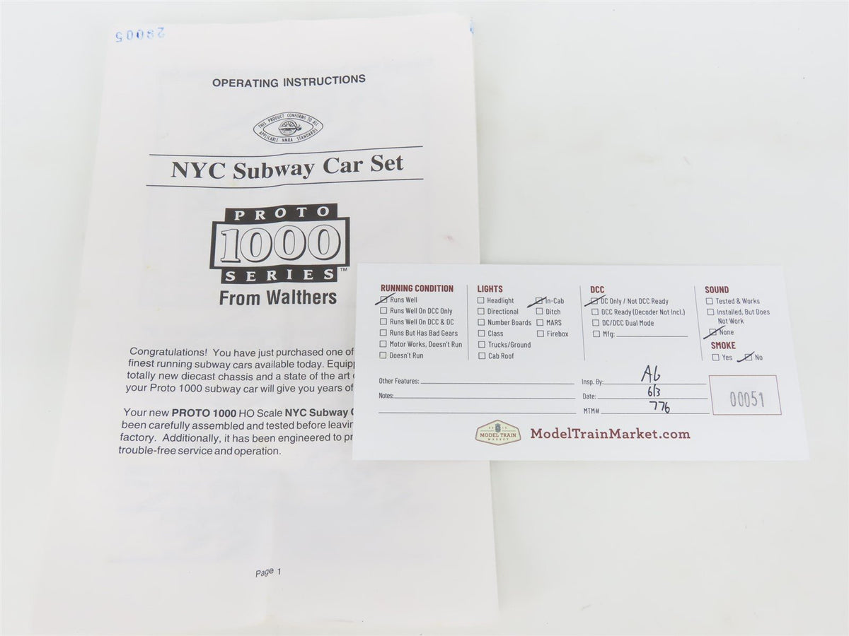 HO Scale Proto 1000 920-31015 NYCT New York City R17 Subway Car #6604