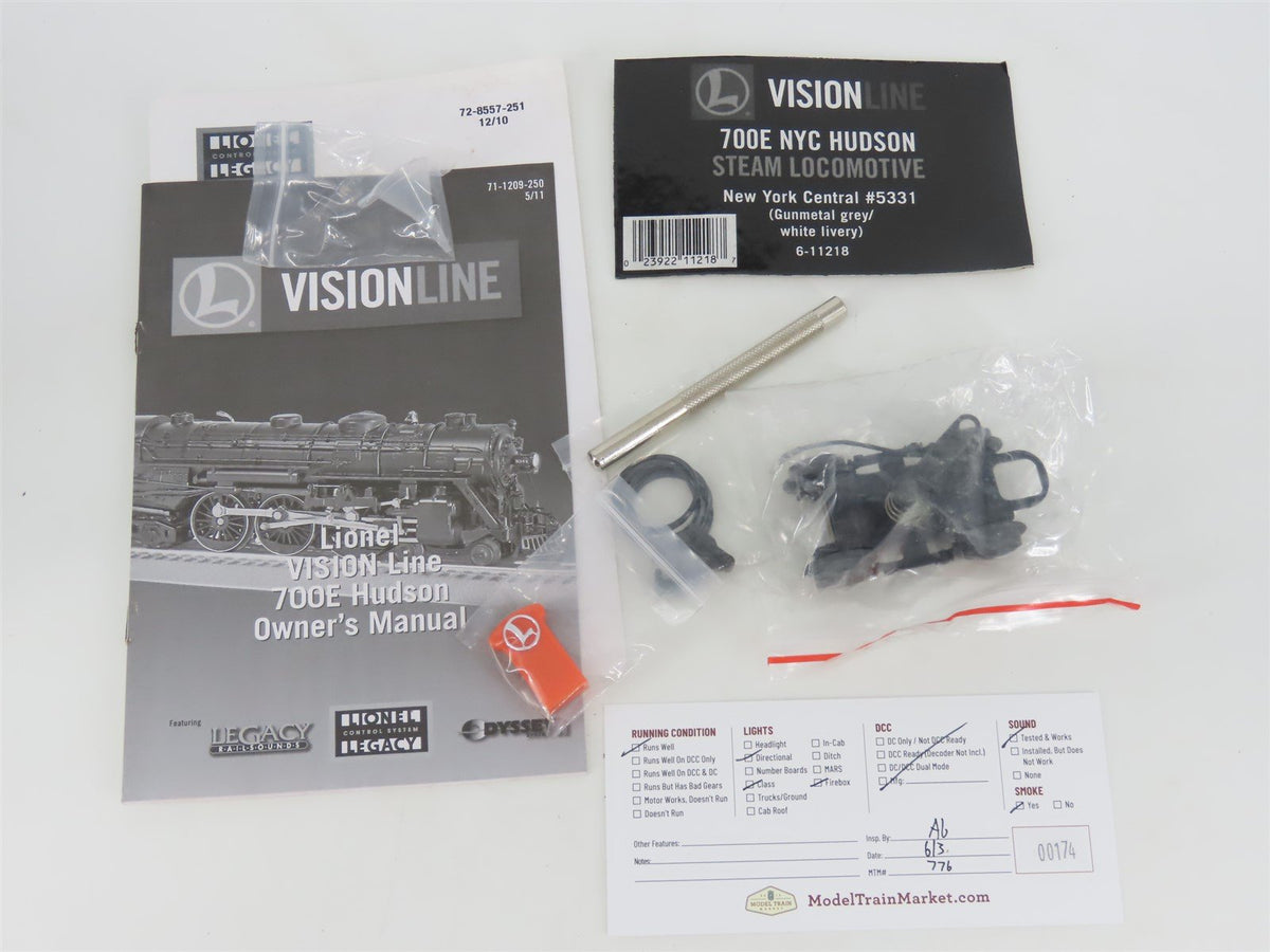 O Gauge 3-Rail Lionel Visionline 6-11218 NYC 700E Hudson Steam Locomotive #5331