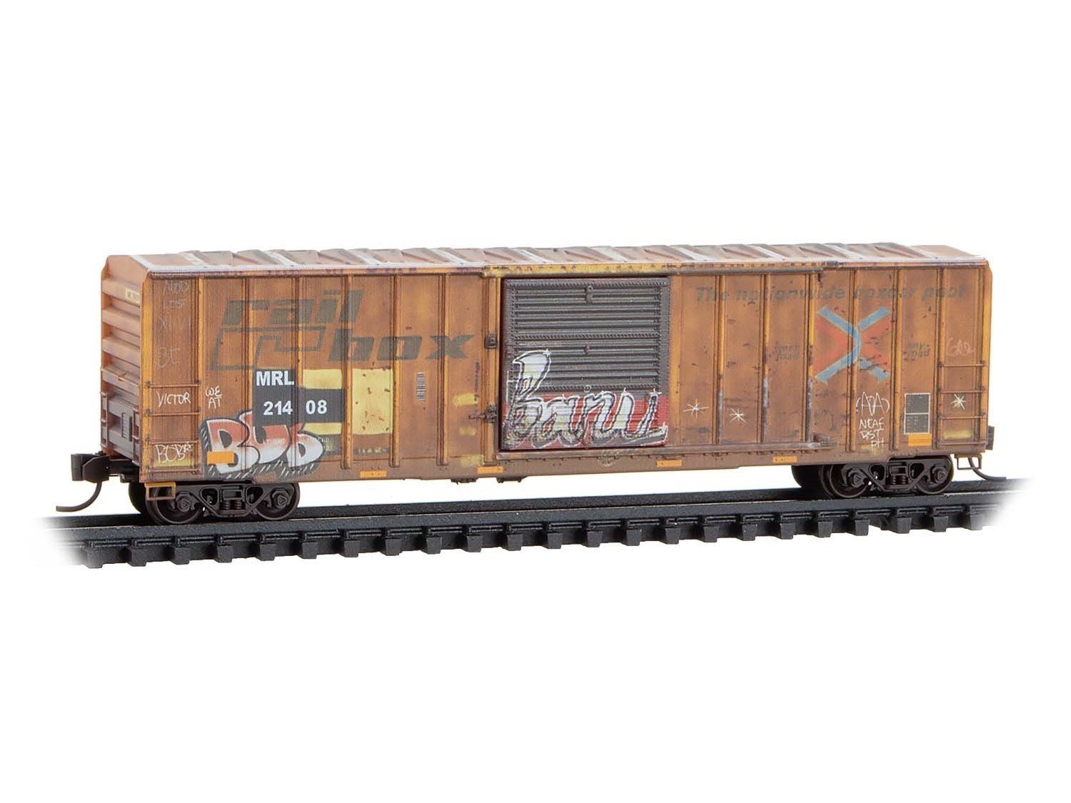 N Scale Micro-Trains MTL 02544438 MRL/ex-Railbox 50' Box Car #21408 w/ Graffiti
