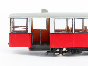 HO Scale Liliput 19000 Unlettered Red European Electric Trolley & Trailer Set
