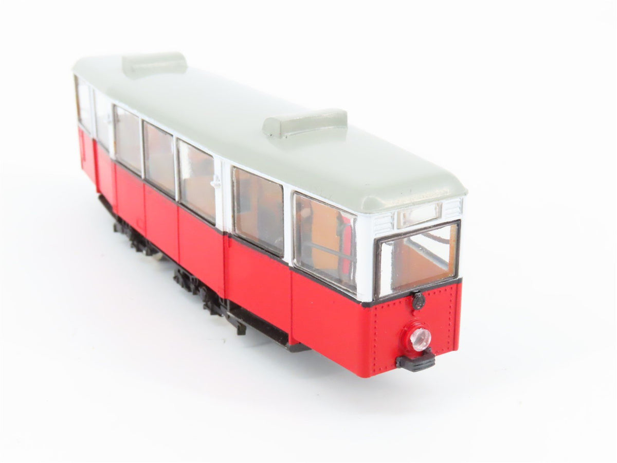 HO Scale Liliput 19000 Unlettered Red European Electric Trolley &amp; Trailer Set