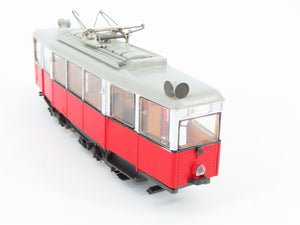 HO Scale Liliput 19000 Unlettered Red European Electric Trolley & Trailer Set