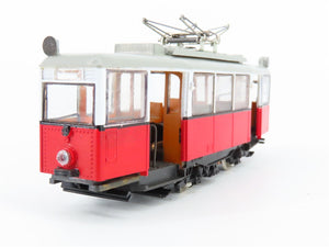 HO Scale Liliput 19000 Unlettered Red European Electric Trolley & Trailer Set