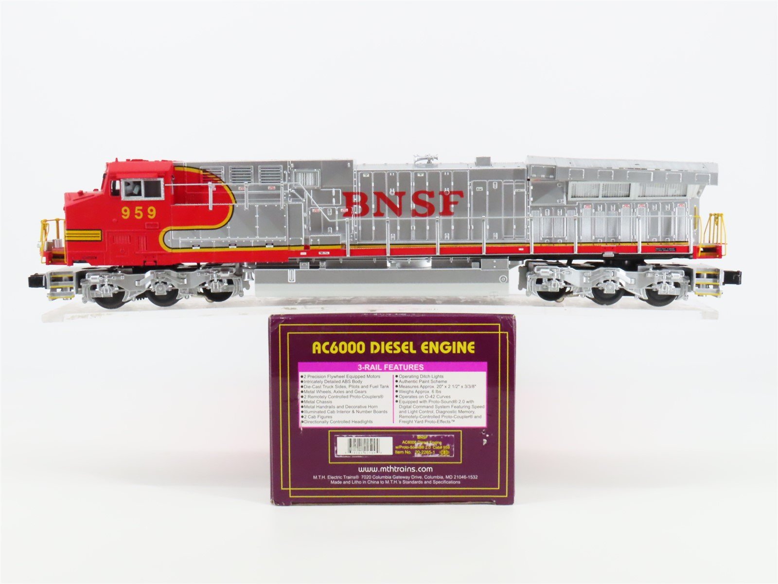 O Gauge 3-Rail MTH 20-2265-1 BNSF Railway AC6000CW Diesel #959 NEEDS BATTERY