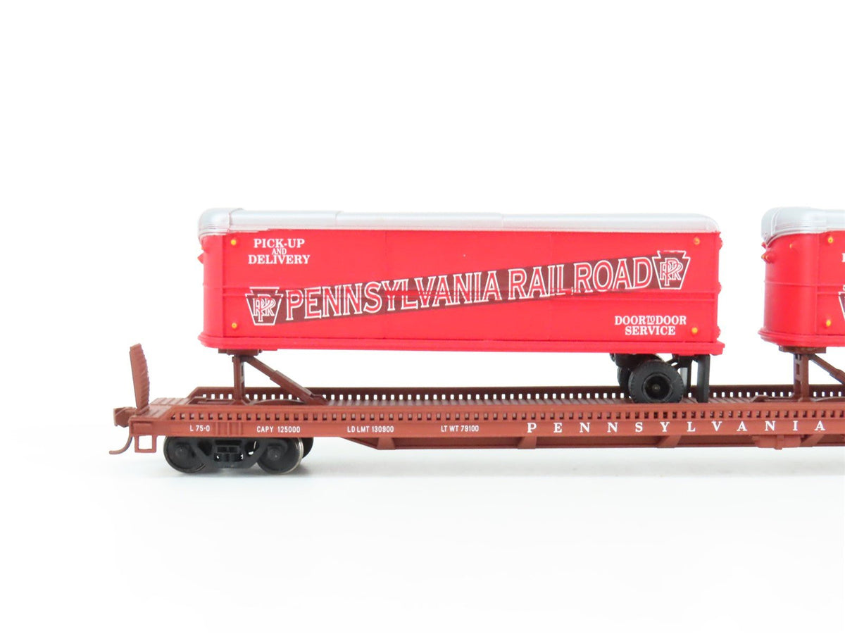 HO Scale Custom PRR Pennsylvania TOFC Flat Car #470720 w/ Custom Trailer Load