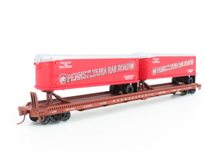 HO Scale Custom PRR Pennsylvania TOFC Flat Car #470720 w/ Custom Trailer Load
