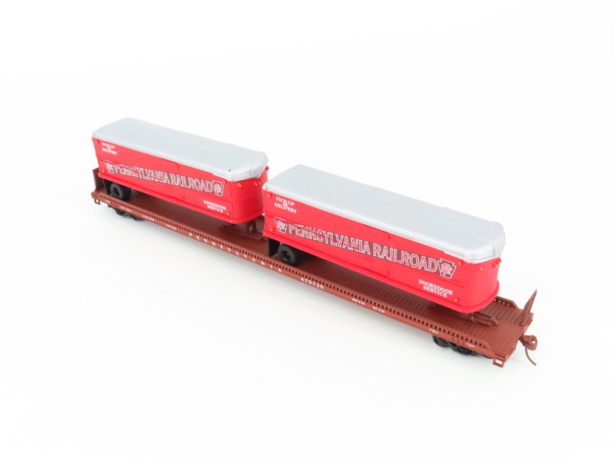 HO Scale Custom PRR Pennsylvania TOFC Flat Car #470720 w/ Custom Trailer Load