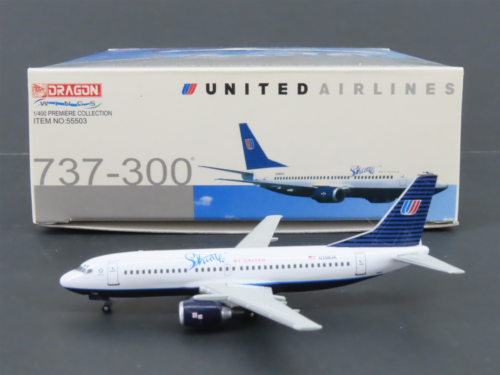 1:400 Dragon Wings 55503 Die-Cast United Airlines Shuttle B737-300 Airliner