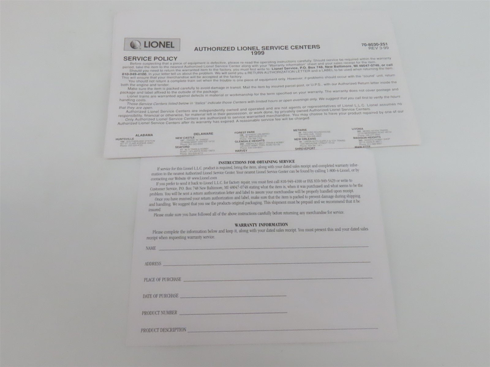 O 1/48 Scale Lionel 6-32998 Hobby Shop