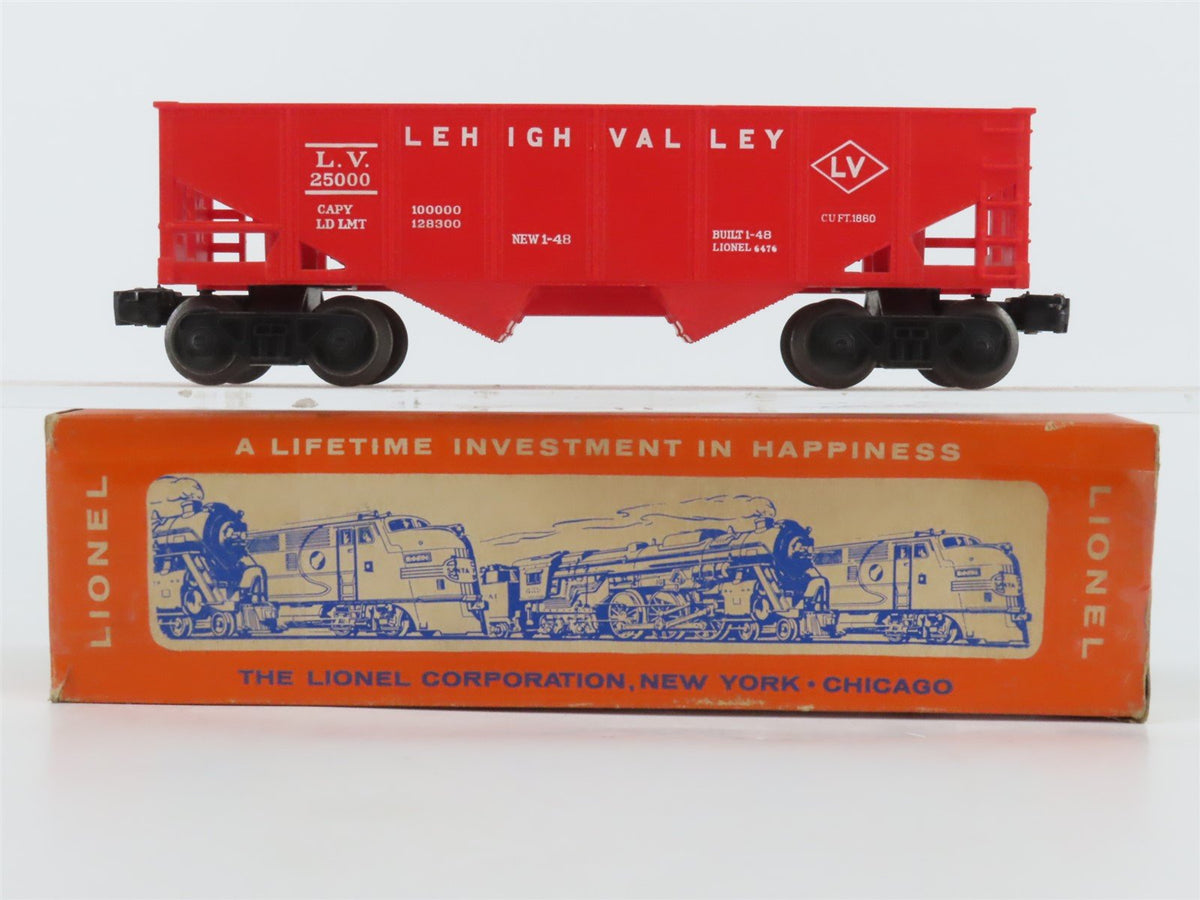 O Gauge 3-Rail Lionel 6476 LV Lehigh Valley Railroad 2-Bay Open Hopper #25000
