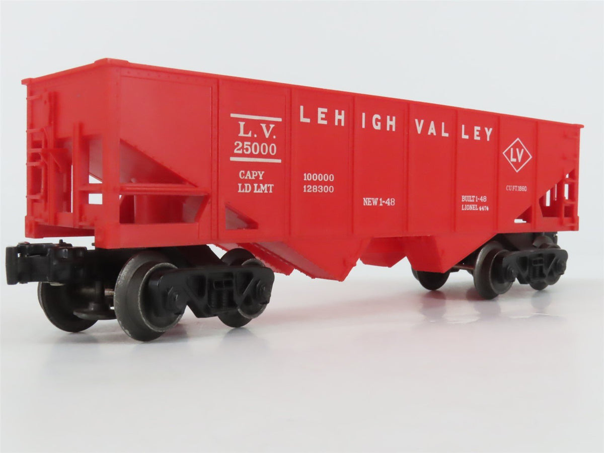 O Gauge 3-Rail Lionel 6476 LV Lehigh Valley Railroad 2-Bay Open Hopper #25000