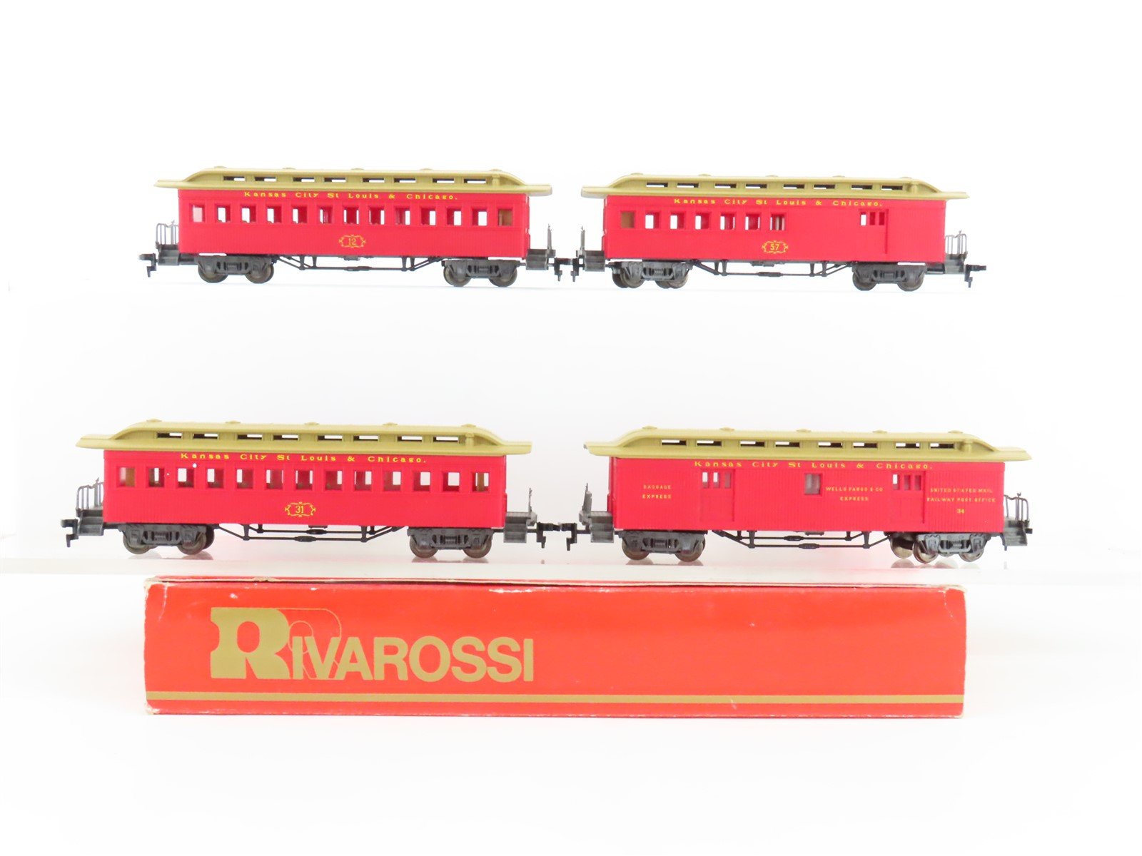 HO Scale Rivarossi 6986 Kansas City, St. Louis & Chicago Passenger 4-Car Set