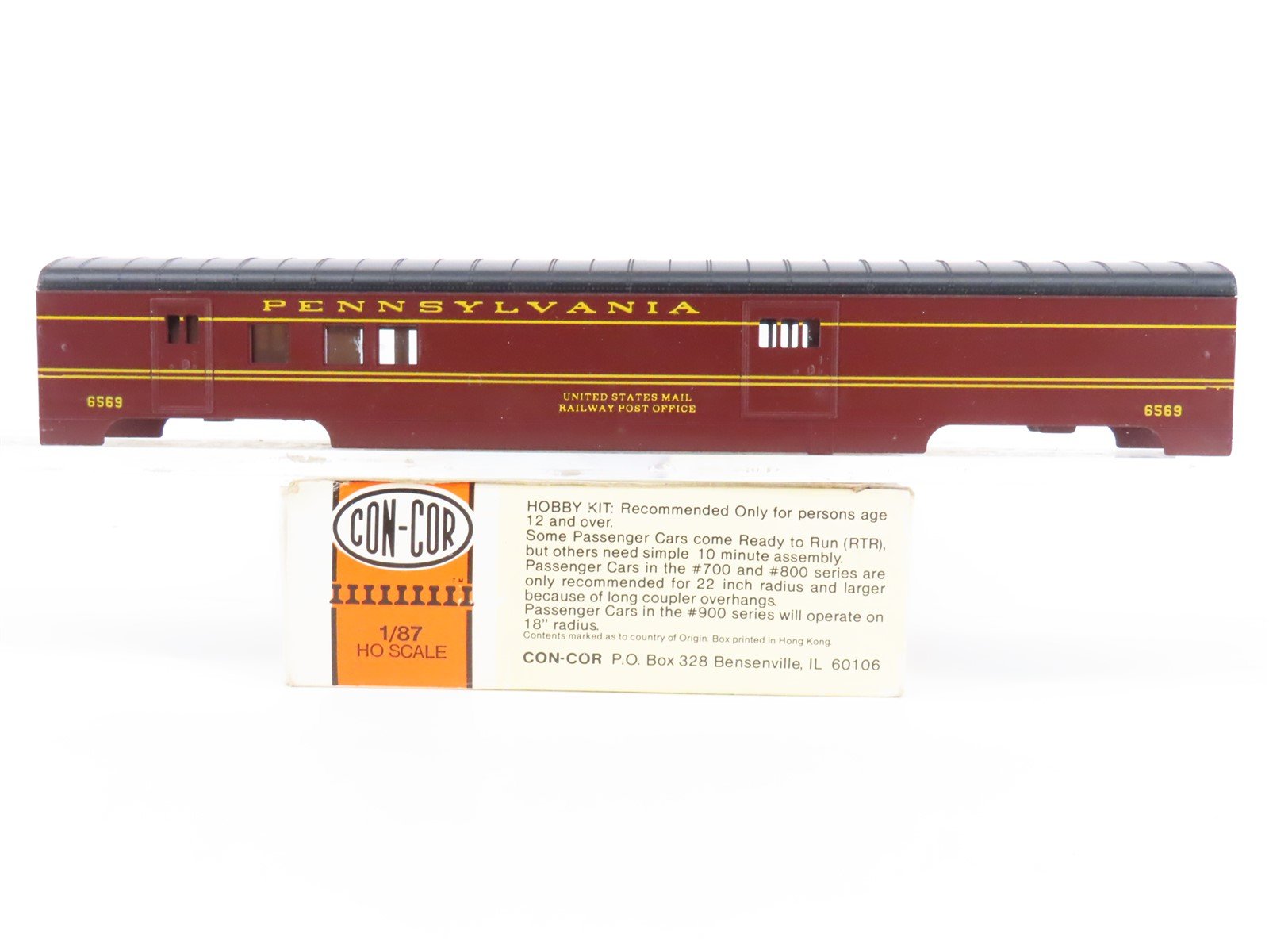 HO Con-Cor 0001-000925 PRR Pennsylvania 72' RPO/Baggage Passenger Car #6569 Kit