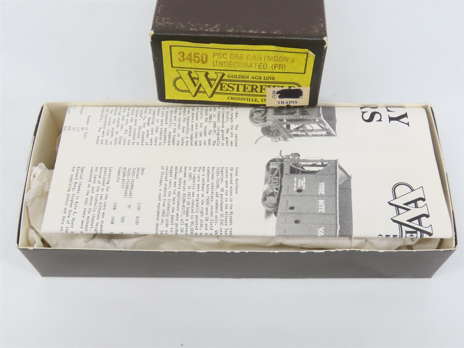HO Scale Westerfield Golden Age Line Kit 3450 Undecorated PSC Ore Car