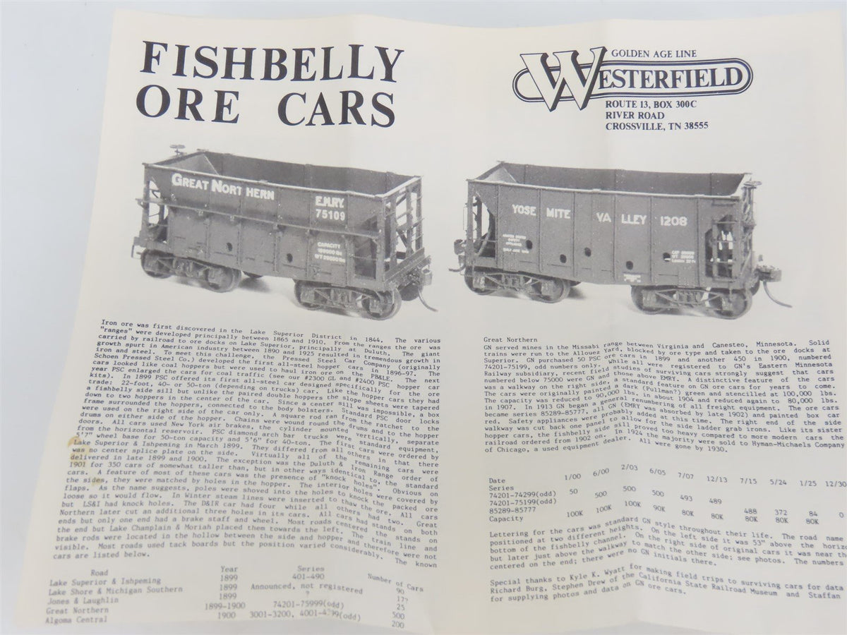 HO Scale Westerfield Golden Age Line Kit 3450 Undecorated PSC Ore Car