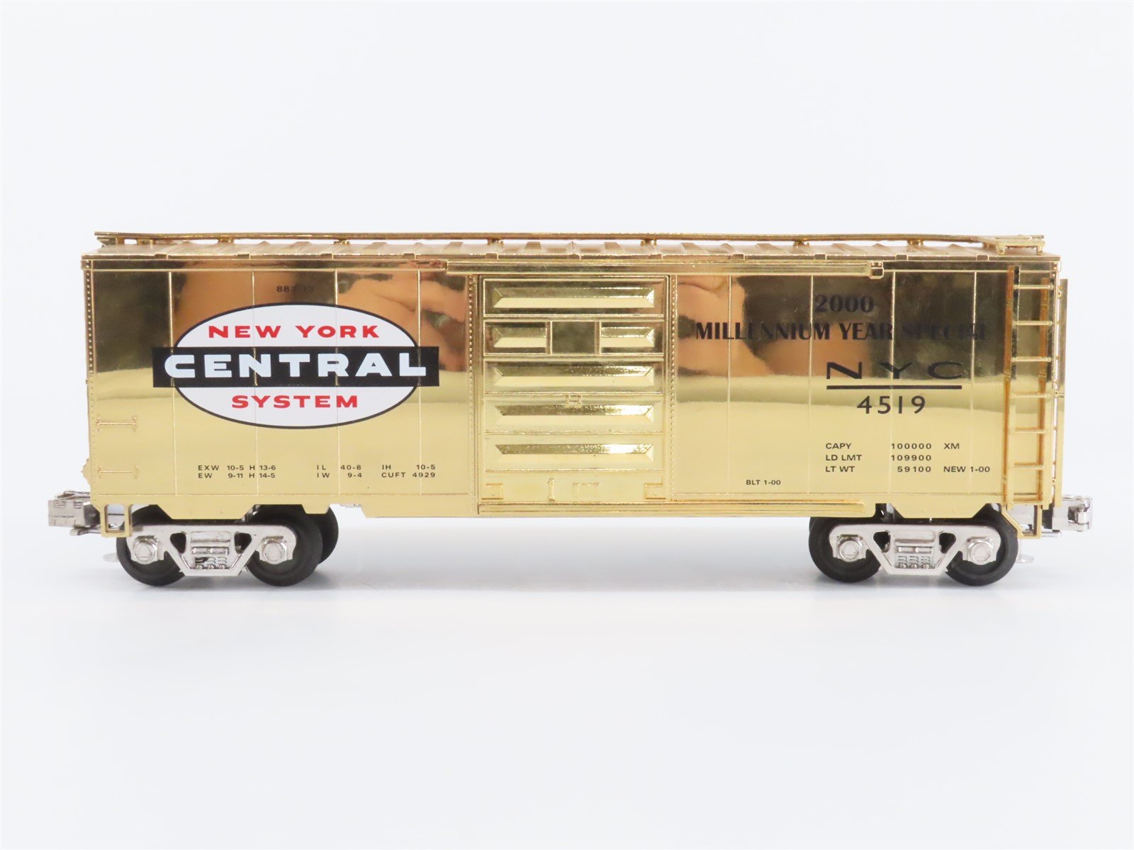O Gauge 3-Rail MTH NYC 2000 Millennium Year Special Box Car #4519 - Gold Plated