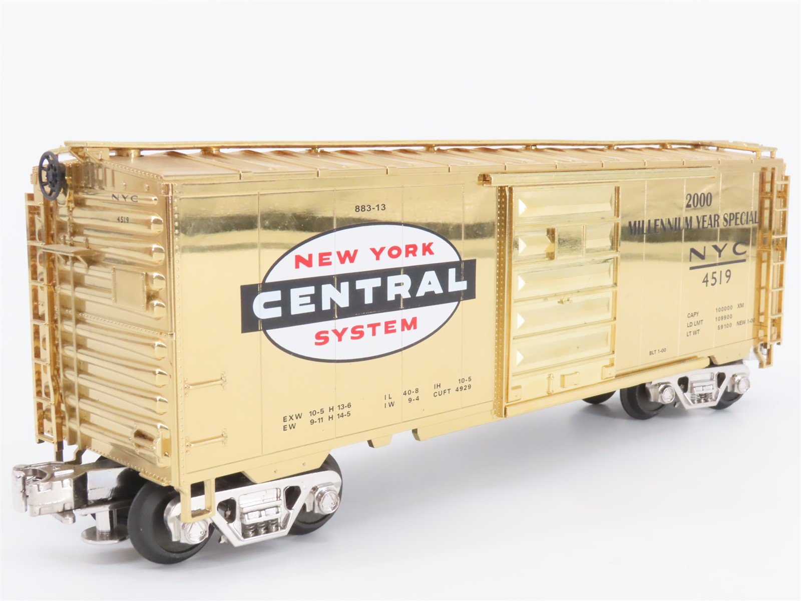 O Gauge 3-Rail MTH NYC 2000 Millennium Year Special Box Car #4519 - Gold Plated