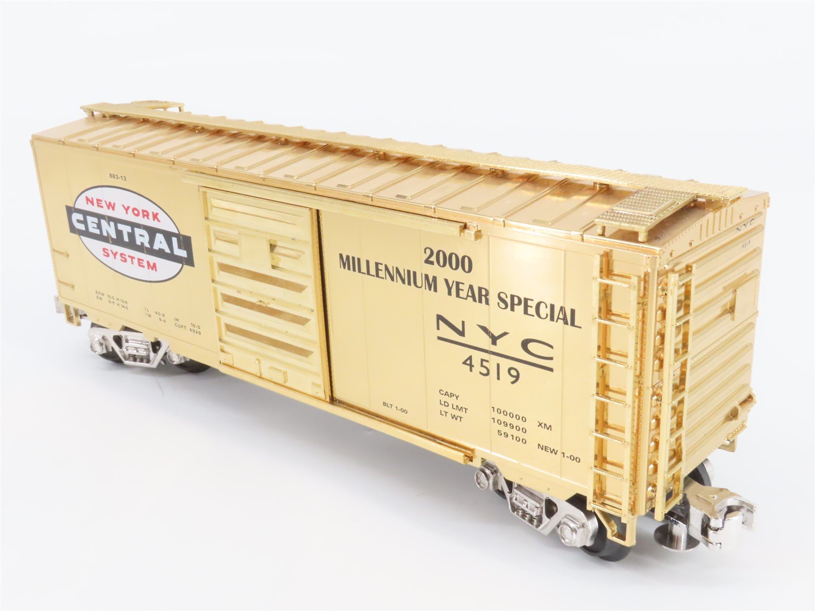 O Gauge 3-Rail MTH NYC 2000 Millennium Year Special Box Car #4519 - Gold Plated
