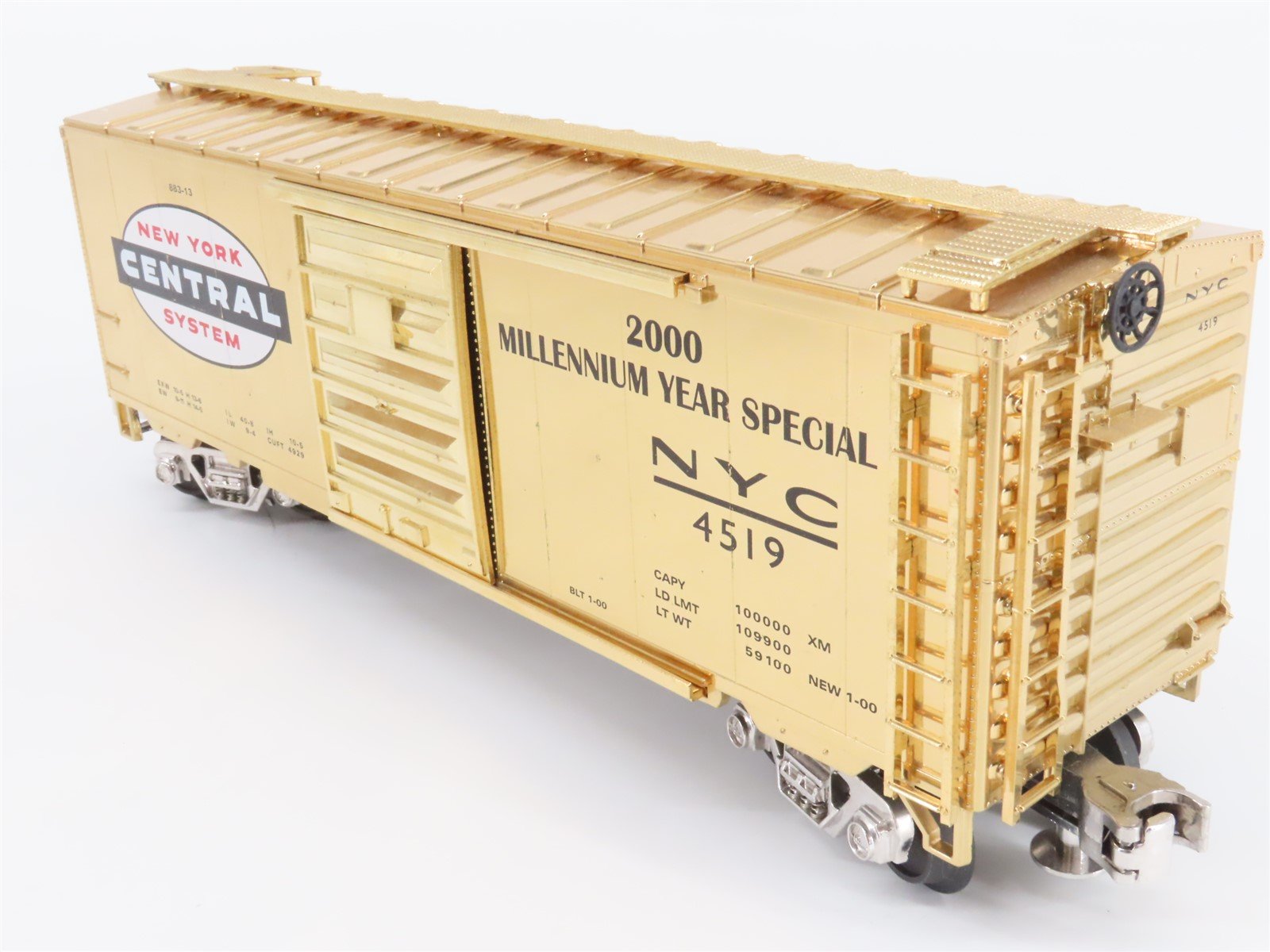 O Gauge 3-Rail MTH NYC 2000 Millennium Year Special Box Car #4519 - Gold Plated