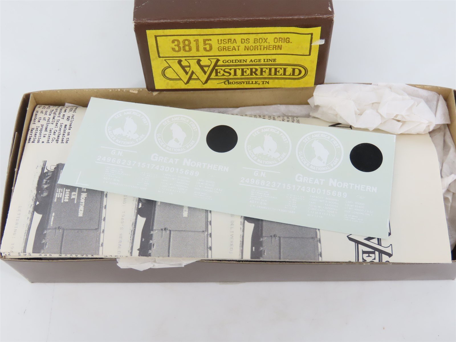 HO Scale Westerfield Golden Age Line Kit 3815 GN Great Northern Box Car