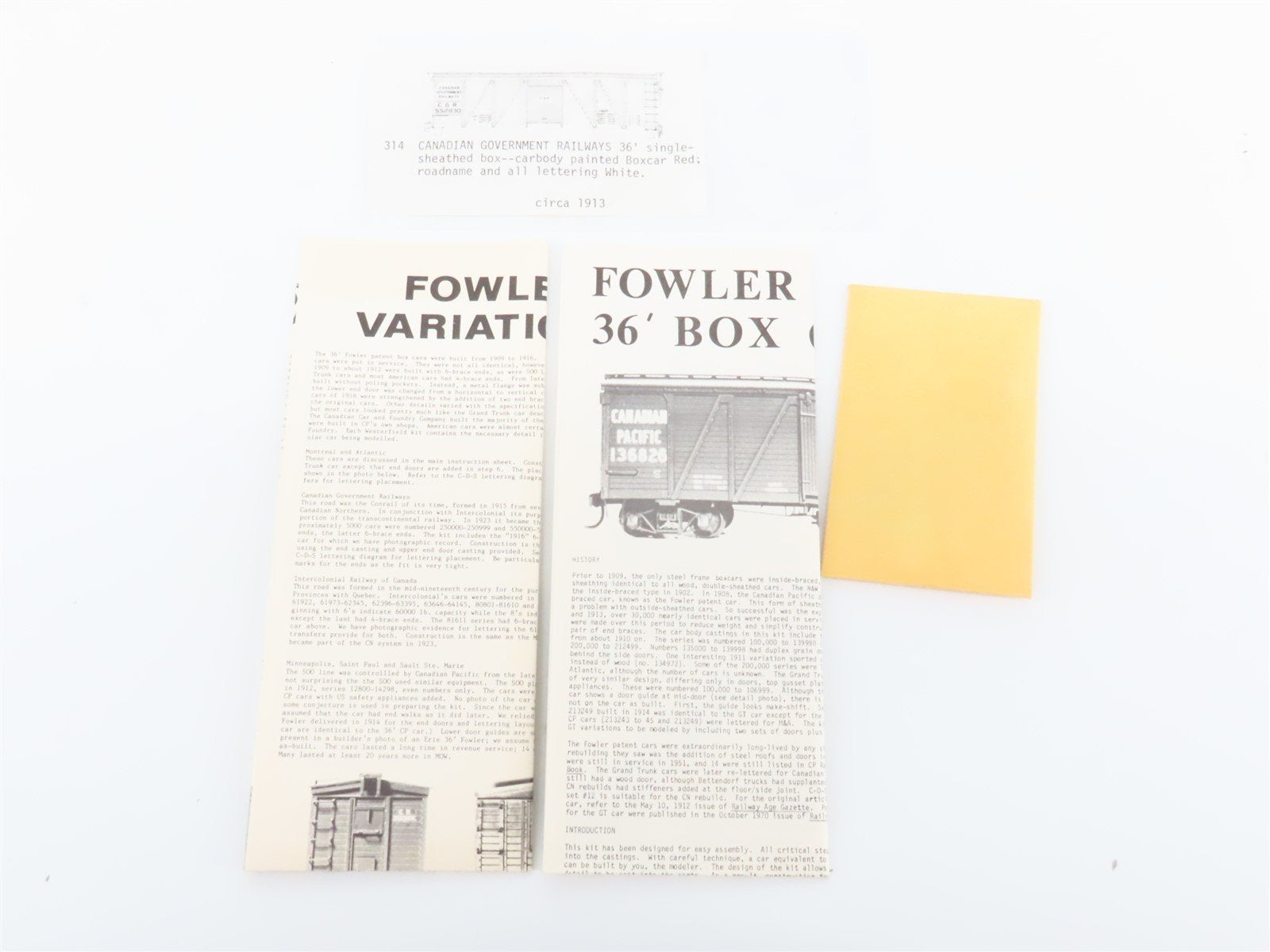 HO Westerfield Golden Age Line Kit 1504 CGR Canadian Gov. Rwys. 36' Box Car