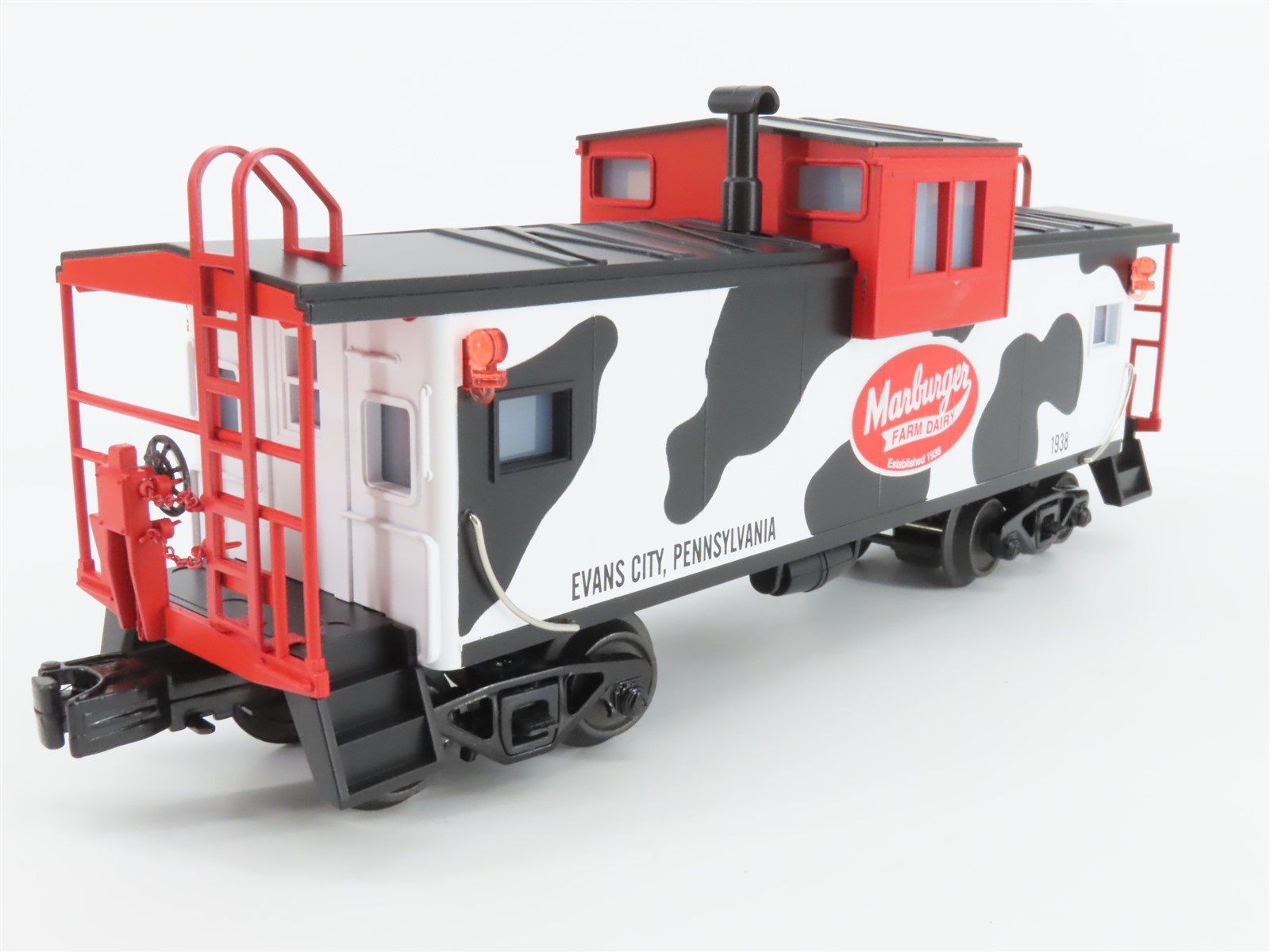 O Gauge 3-Rail MTH Marburger Farm Dairy Extended Vision Caboose #1938