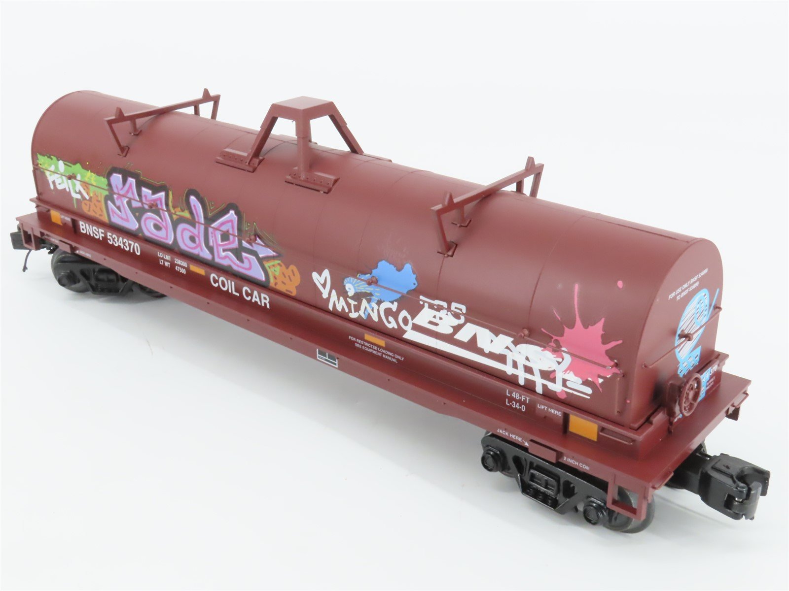 O Gauge 3-Rail Lionel BNSF Railway Coil Car #534370 w/ Graffiti
