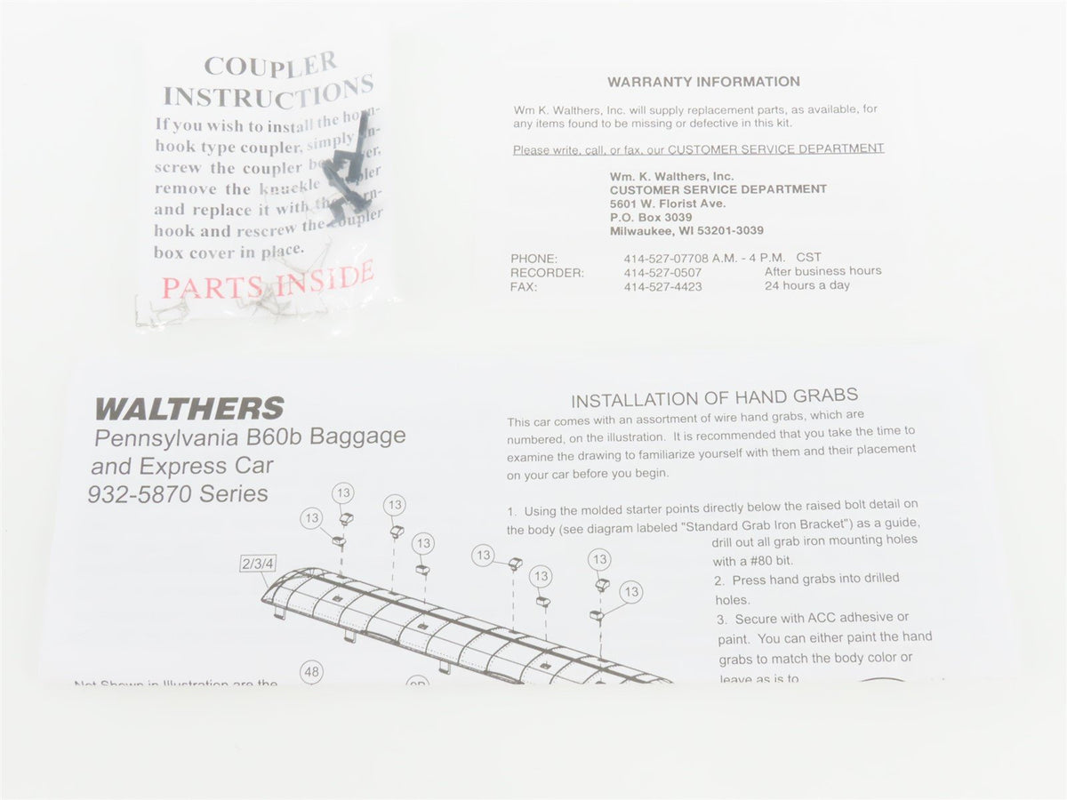 HO Scale Walthers 932-5872 PRR Pennsylvania (Keystone) B60B Baggage Passenger