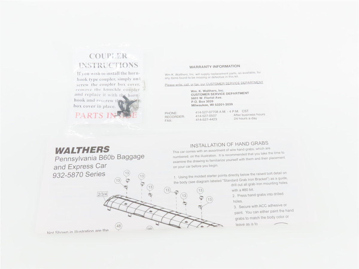 HO Scale Walthers 932-5872 PRR Pennsylvania (Keystone) B60B Baggage Passenger