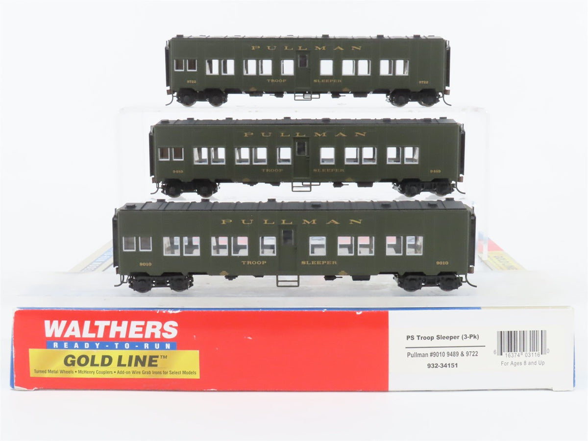 HO Walthers 932-34151 PRR Pennsylvania Pullman Troop Sleeper Passenger Set of 3