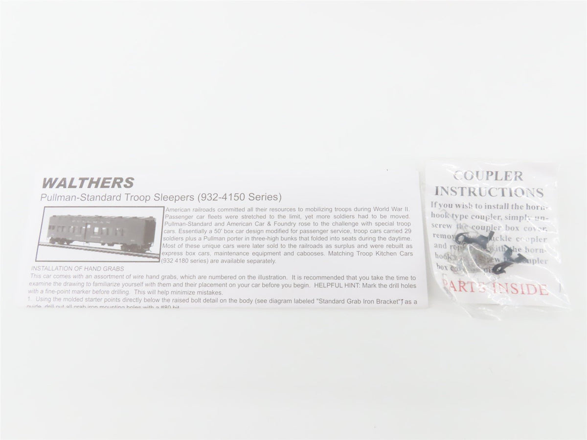 HO Walthers 932-34151 PRR Pennsylvania Pullman Troop Sleeper Passenger Set of 3