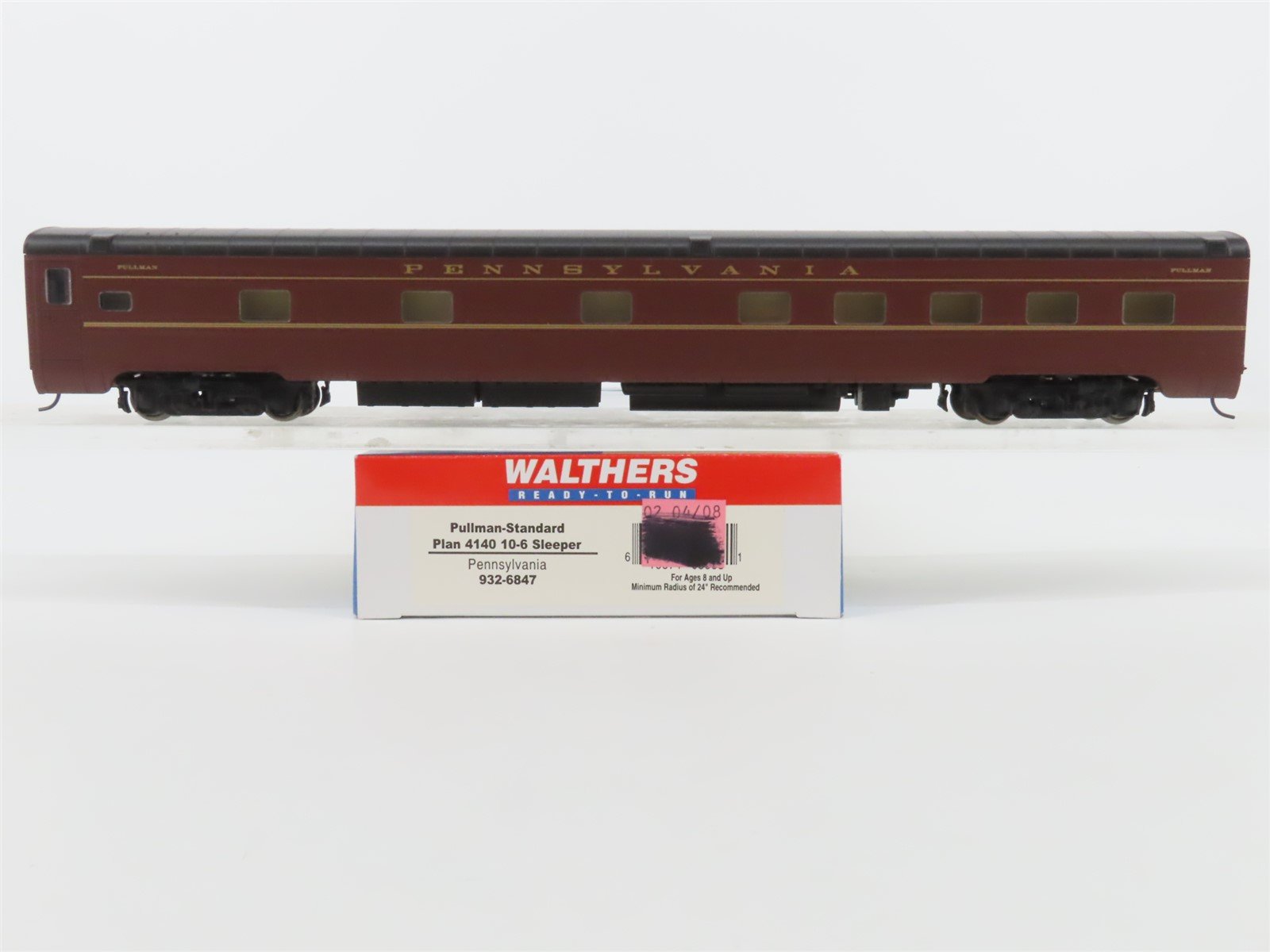 HO Walthers 932-6847 PRR Pennsylvania Pullman Plan 4140 10-6 Sleeper Passenger