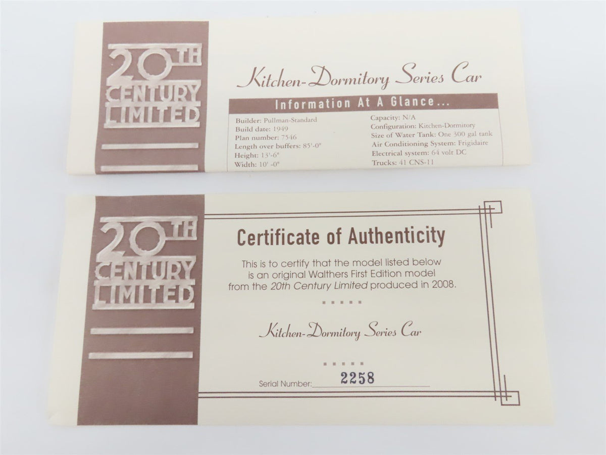 HO Scale Walthers 20th Century Limited 932-9318 NYC Kitchen Dormitory Passenger