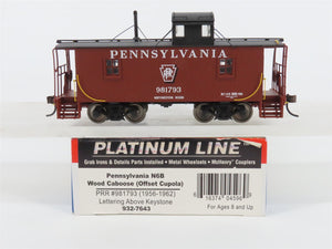 HO Walthers Platinum 932-7643 PRR N6B Offset Cupola Wood Caboose #981793