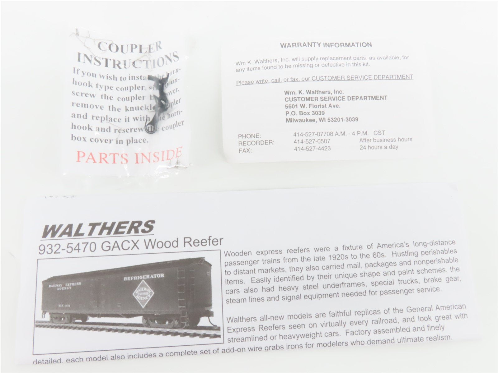 HO Scale Walthers 932-5492 GACX REA Railway Express Agency Wood Reefer #379