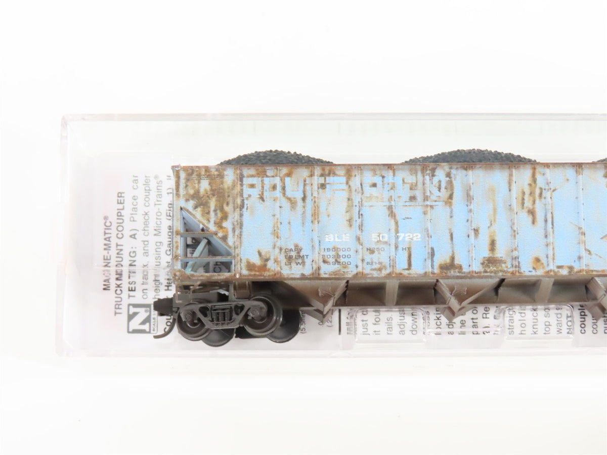 N Micro-Trains MTL 98305085 B&amp;LE/ex-RI 3-Bay Hoppers 2-Pack w/ Load - Weathered